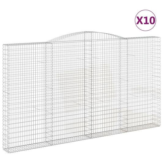 vidaXL Συρματοκιβώτια Τοξωτά 10 τεμ. 400x30x220/240 εκ. Γαλβαν. Ατσάλι