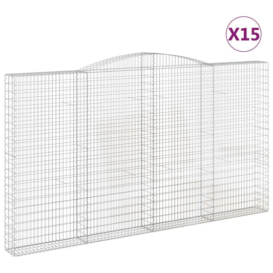 vidaXL Συρματοκιβώτια Τοξωτά 15 τεμ. 400x30x220/240 εκ. Γαλβαν. Ατσάλι