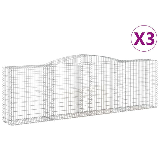 vidaXL Συρματοκιβώτια Τοξωτά 3 τεμ. 400x50x120/140 εκ. Γαλβαν. Ατσάλι