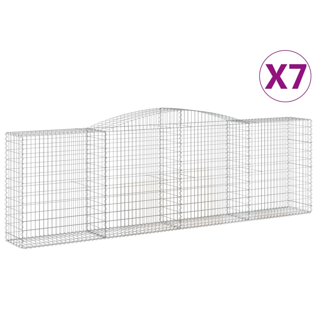 vidaXL Συρματοκιβώτια Τοξωτά 7 τεμ. 400x50x120/140 εκ. Γαλβαν. Ατσάλι