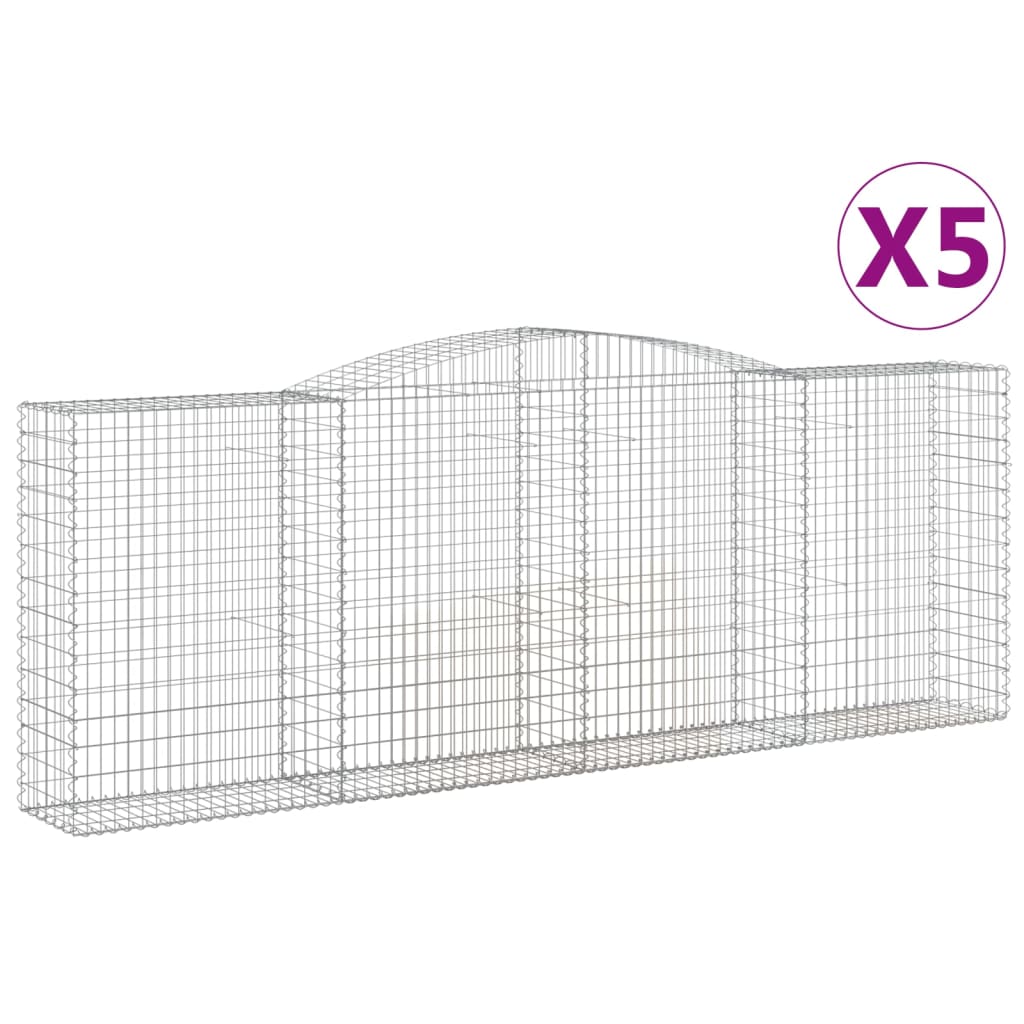 vidaXL Συρματοκιβώτια Τοξωτά 5 τεμ. 400x50x140/160 εκ. Γαλβαν. Ατσάλι