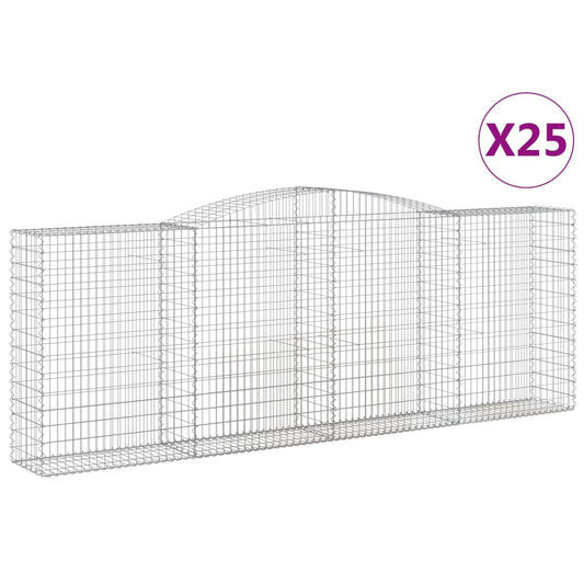 vidaXL Συρματοκιβώτια Τοξωτά 25 τεμ. 400x50x140/160 εκ. Γαλβαν. Ατσάλι