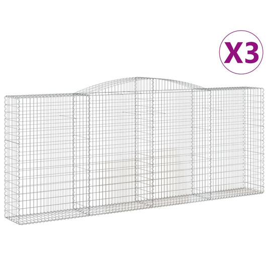 vidaXL Συρματοκιβώτια Τοξωτά 3 τεμ. 400x50x160/180 εκ. Γαλβαν. Ατσάλι