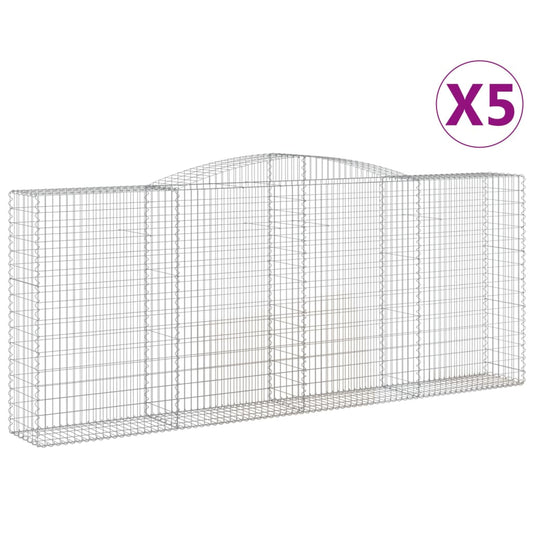vidaXL Συρματοκιβώτια Τοξωτά 5 τεμ. 400x50x160/180 εκ. Γαλβαν. Ατσάλι