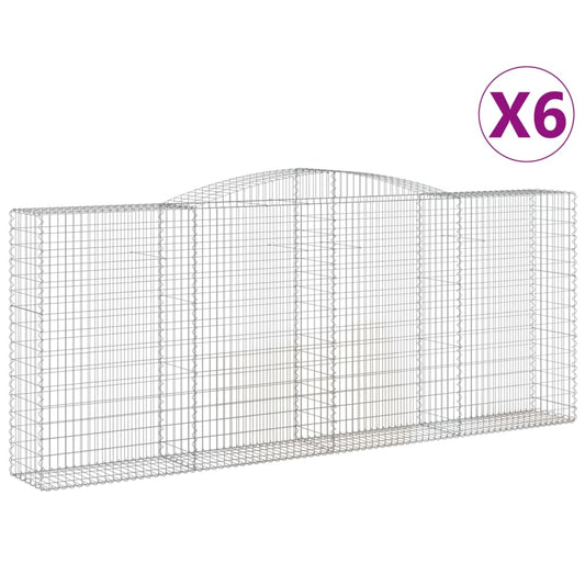 vidaXL Συρματοκιβώτια Τοξωτά 6 τεμ. 400x50x160/180 εκ. Γαλβαν. Ατσάλι