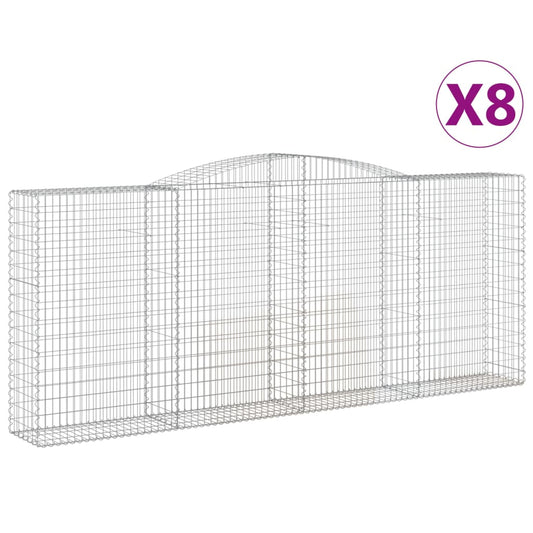 vidaXL Συρματοκιβώτια Τοξωτά 8 τεμ. 400x50x160/180 εκ. Γαλβαν. Ατσάλι