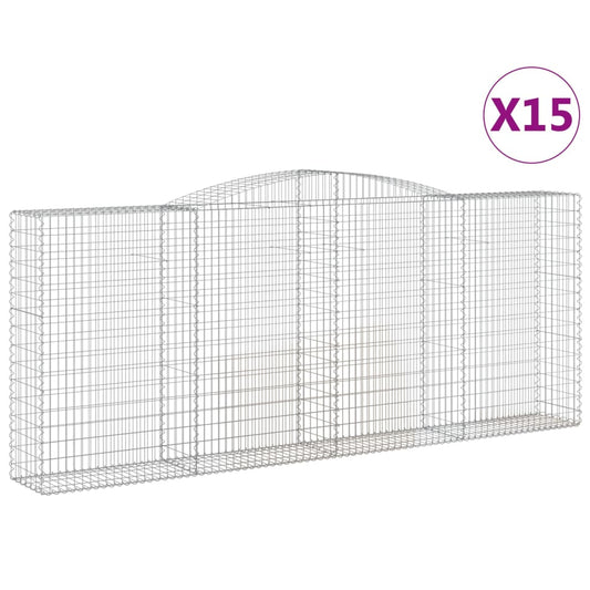 vidaXL Συρματοκιβώτια Τοξωτά 15 τεμ. 400x50x160/180 εκ. Γαλβαν. Ατσάλι