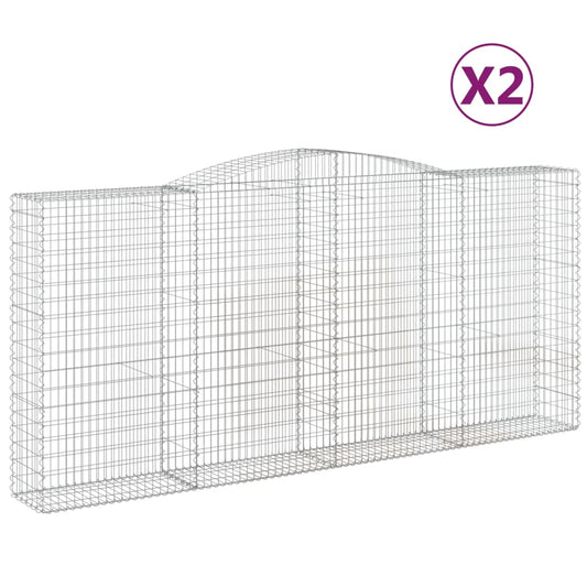 vidaXL Συρματοκιβώτια Τοξωτά 2 τεμ. 400x50x180/200 εκ. Γαλβαν. Ατσάλι