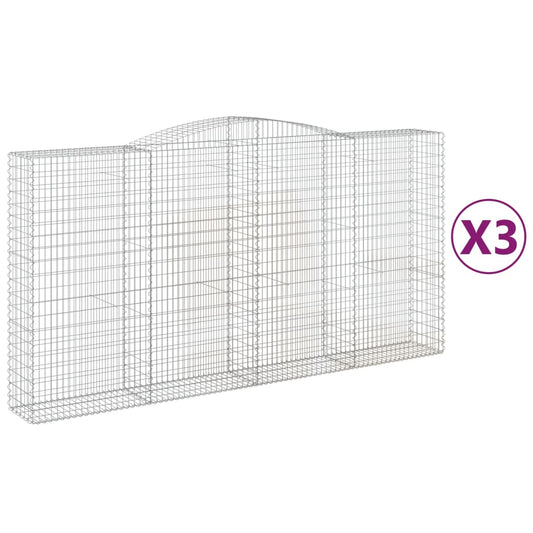 vidaXL Συρματοκιβώτια Τοξωτά 3 τεμ. 400x50x200/220 εκ. Γαλβαν. Ατσάλι