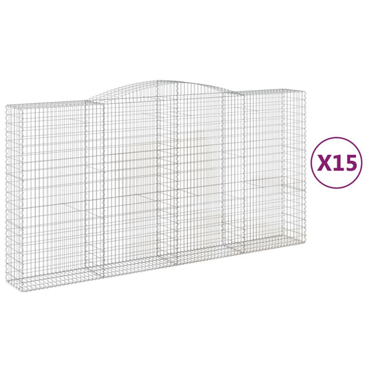 vidaXL Συρματοκιβώτια Τοξωτά 15 τεμ. 400x50x200/220 εκ. Γαλβαν. Ατσάλι