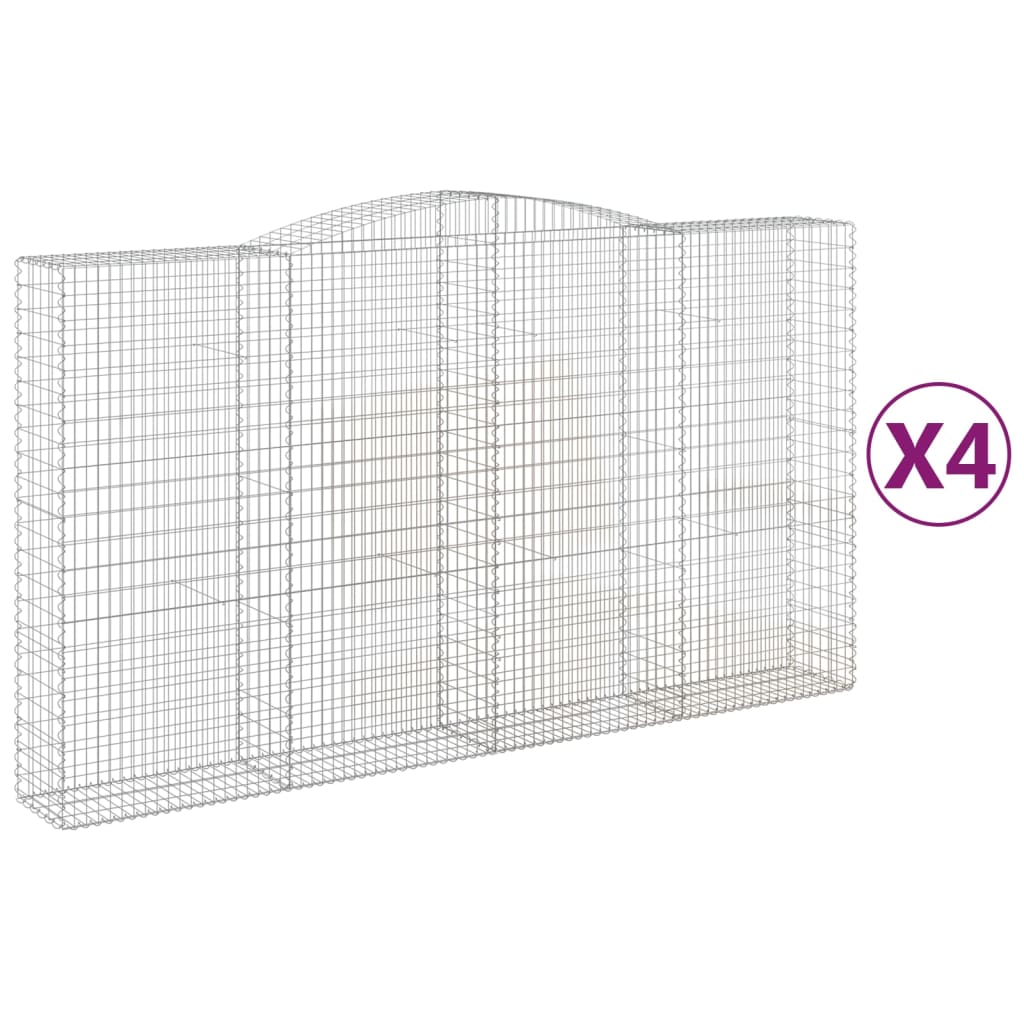 vidaXL Συρματοκιβώτια Τοξωτά 4 τεμ. 400x50x220/240 εκ. Γαλβαν. Ατσάλι