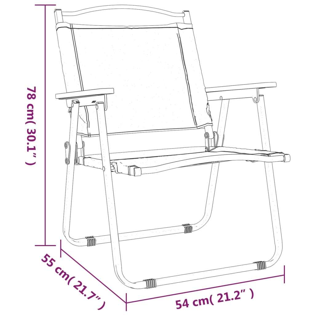 vidaXL Καρέκλες Κάμπινγκ 2 τεμ. Μαύρες 54 x 55 x 78 εκ. Ύφασμα Oxford