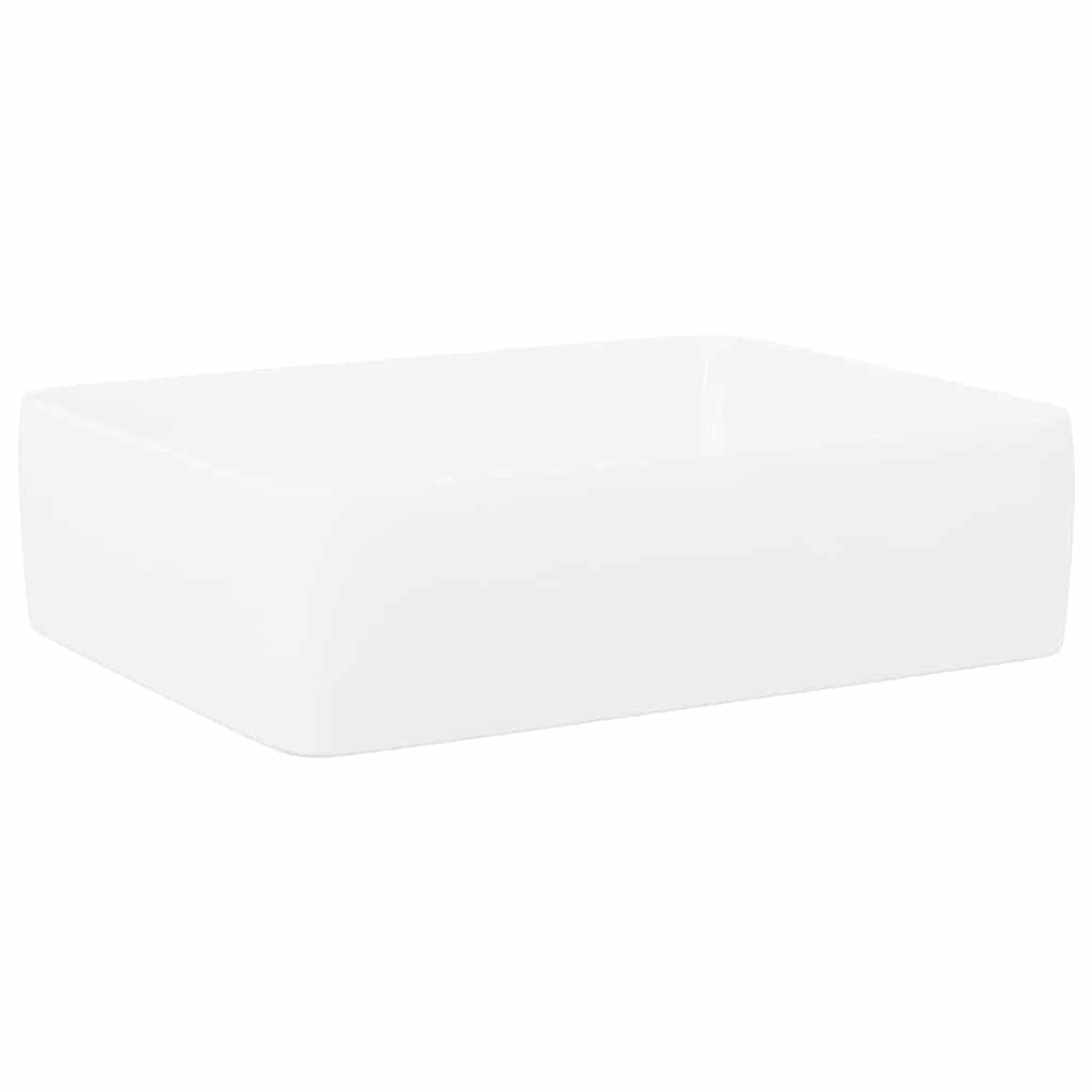 vidaXL Νιπτήρας Ορθογώνιος Λευκός 48 x 37 x 13 εκ. Κεραμικός