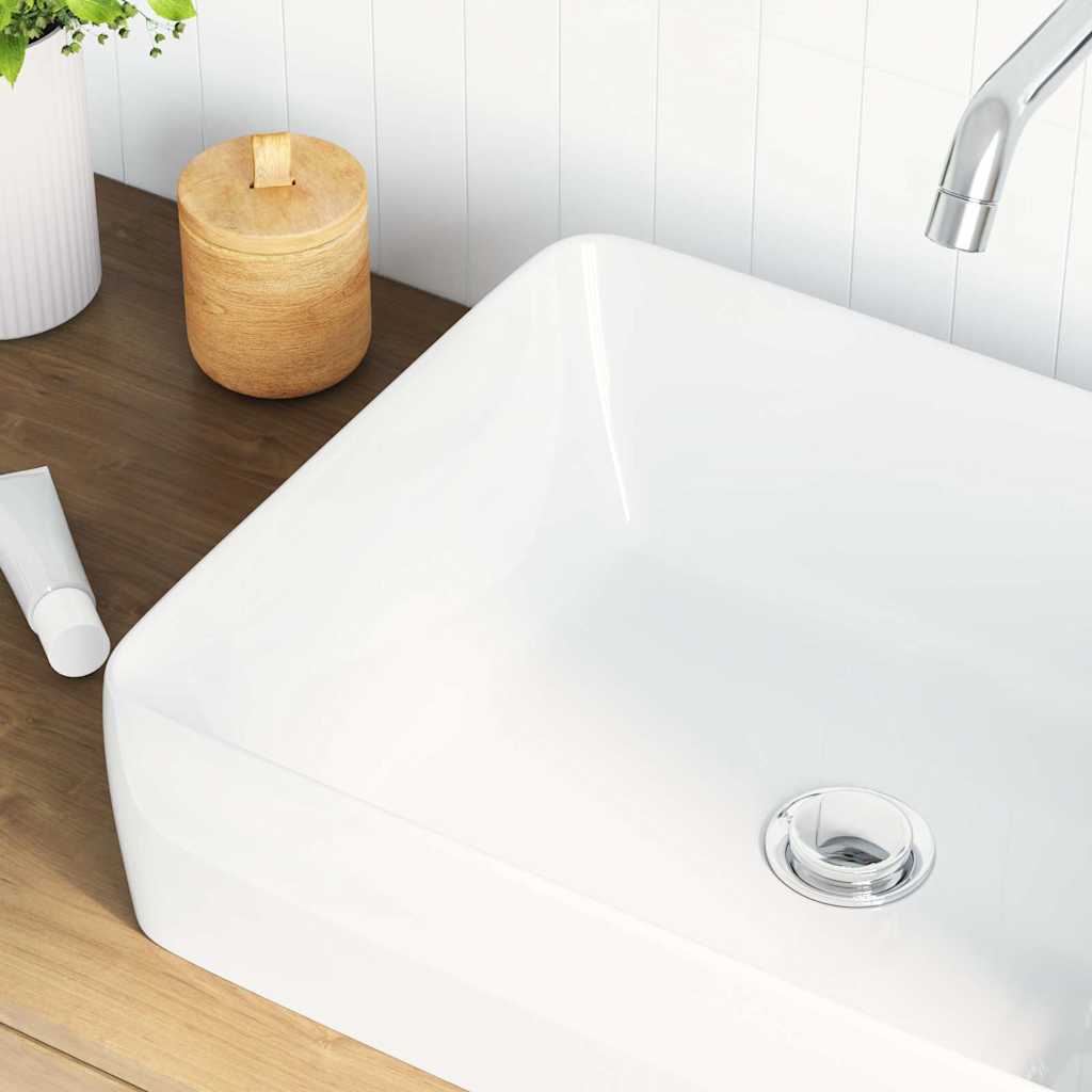 vidaXL Νιπτήρας Ορθογώνιος Λευκός 48 x 37 x 13 εκ. Κεραμικός