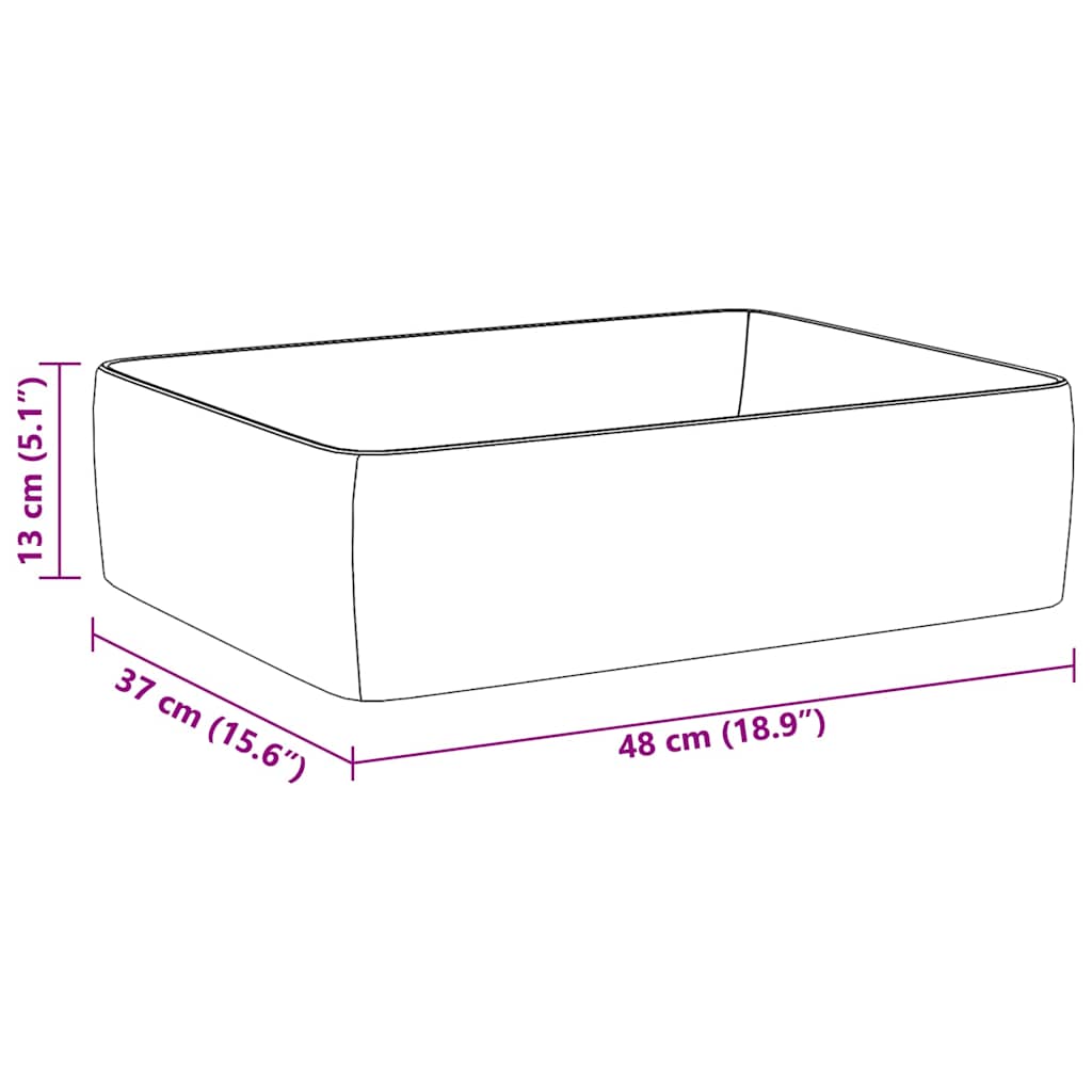 vidaXL Νιπτήρας Ορθογώνιος Λευκός 48 x 37 x 13 εκ. Κεραμικός