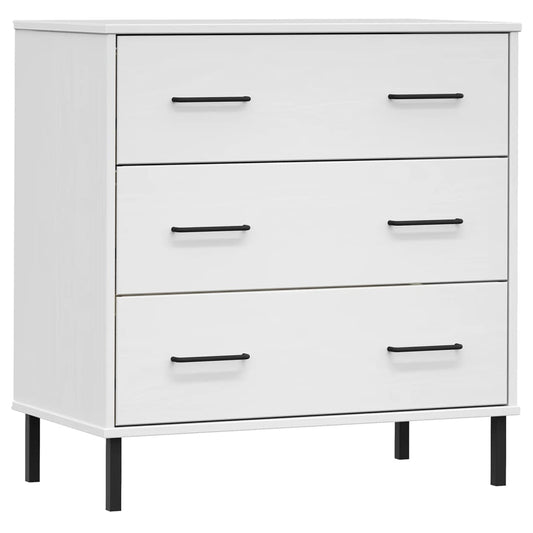 vidaXL Ντουλάπι OSLO με 3 Συρτάρια Λευκό 77x40x79,5 εκ. Μασίφ Ξύλο