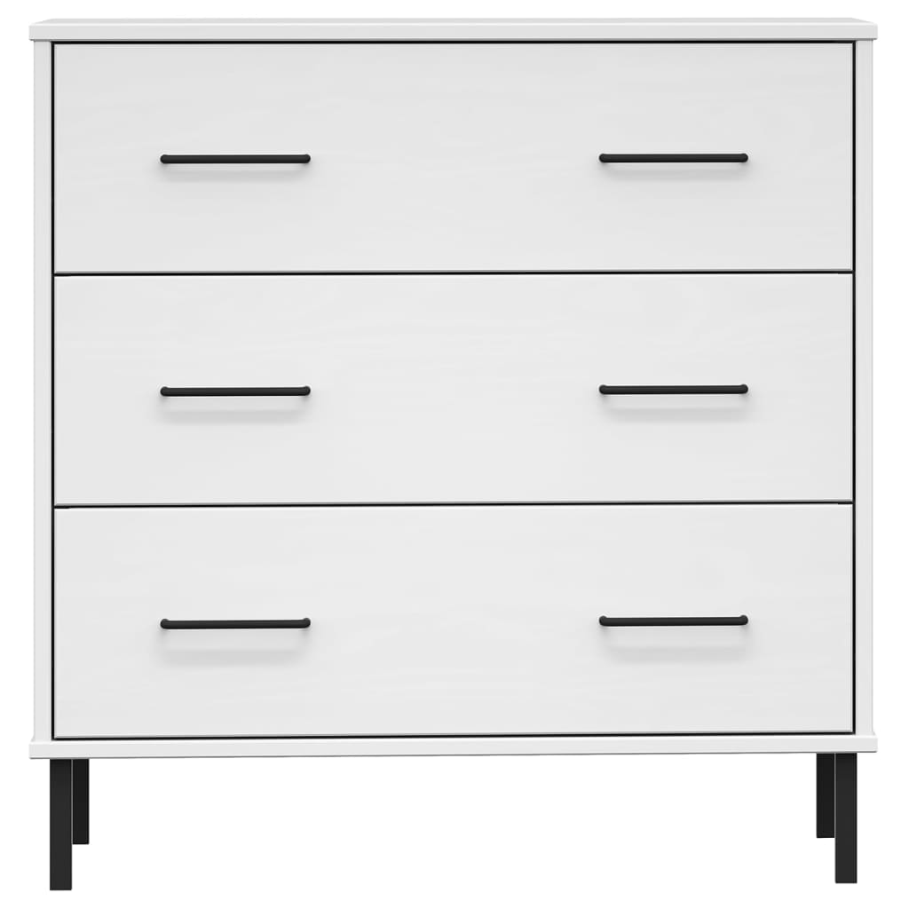 vidaXL Ντουλάπι OSLO με 3 Συρτάρια Λευκό 77x40x79,5 εκ. Μασίφ Ξύλο