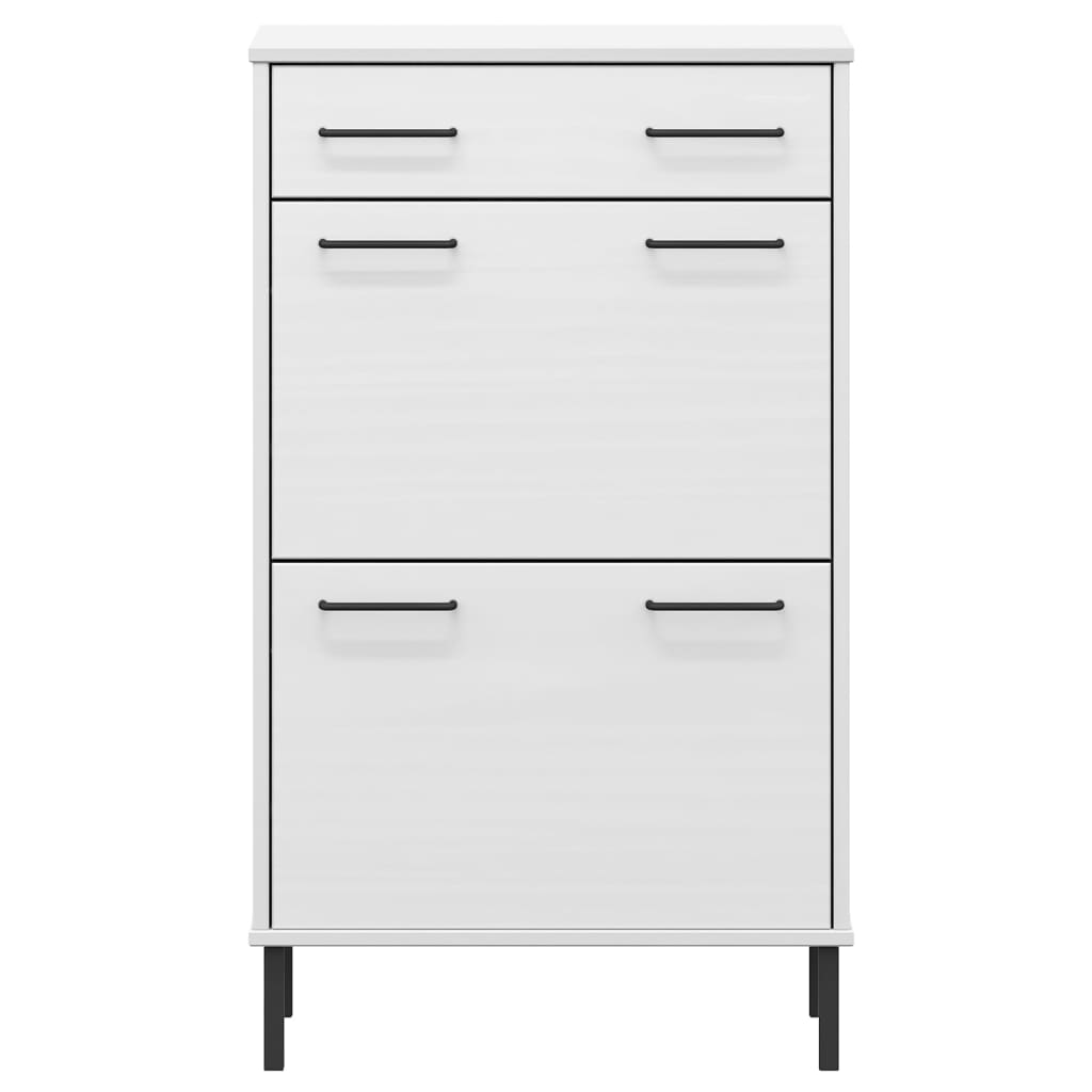 vidaXL Παπουτσοθήκη OSLO Λευκή Μασίφ Ξύλο Πεύκου με Μετ. Πόδια