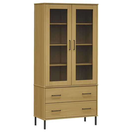 vidaXL Βιβλιοθήκη OSLO Καφέ 85x35x172,5 εκ. Μασίφ Ξύλο με Μεταλ. Πόδια