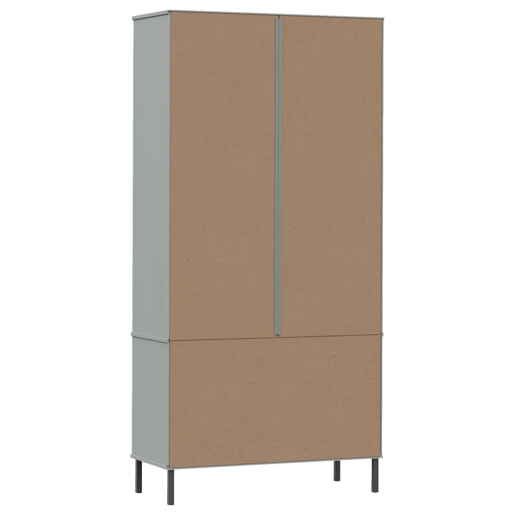 vidaXL Βιβλιοθήκη OSLO Γκρι 85x35x172,5 εκ. Μασίφ Ξύλο με Μεταλ. Πόδια
