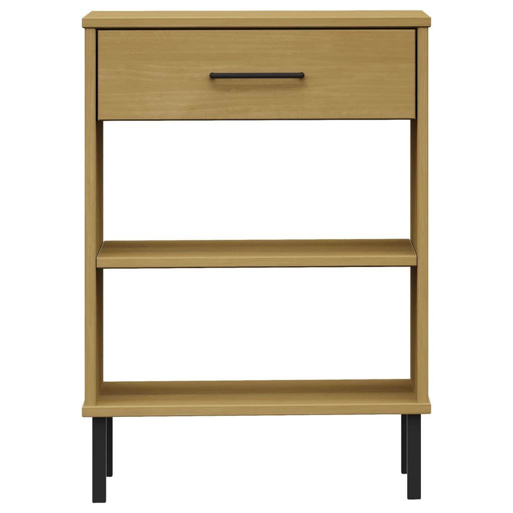 vidaXL Κομοδίνο OSLO Καφέ από Μασίφ Ξύλο Πεύκου με Μεταλλικά Πόδια