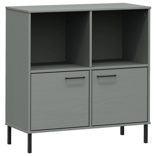 vidaXL Βιβλιοθήκη OSLO Γκρι 90x35x90,5 εκ. Μασίφ Ξύλο με Μετ. Πόδια