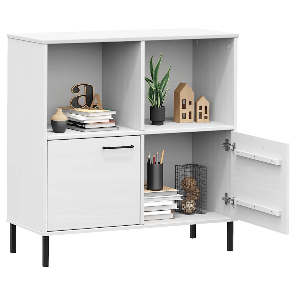 vidaXL Βιβλιοθήκη OSLO Λευκή 90x35x90,5 εκ. Μασίφ Ξύλο με Μετ. Πόδια