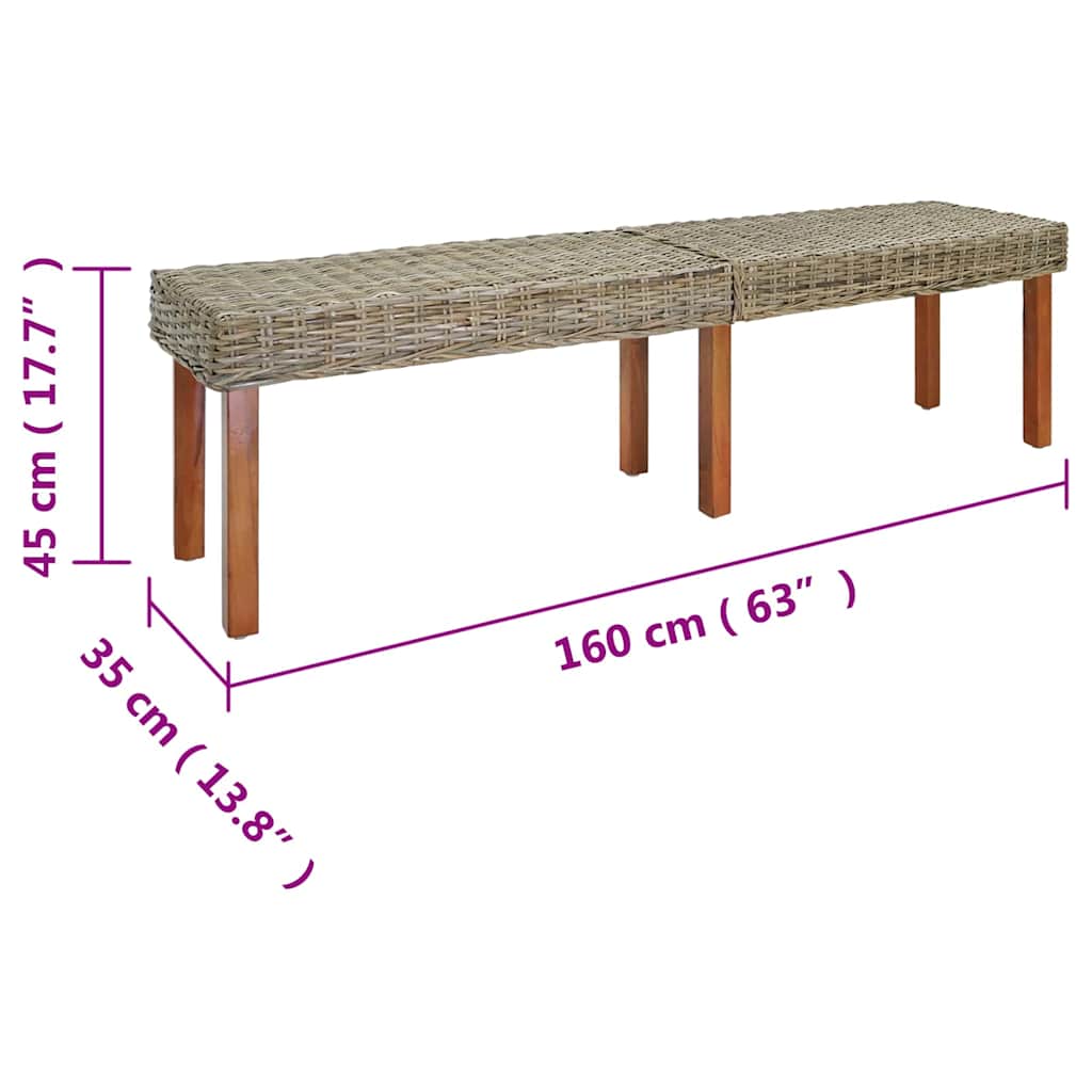 vidaXL παγκάκι Μπεζ 160 x 35 x 45 cm Μασίφ ξύλο μάνγκο
