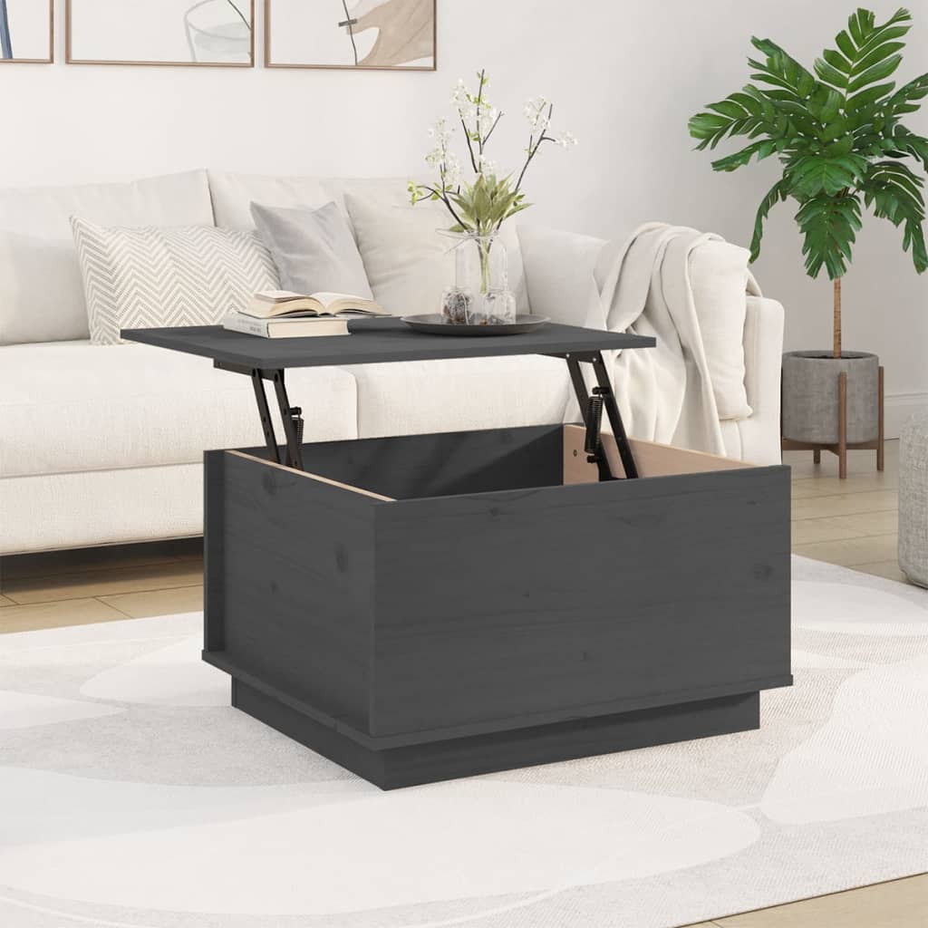 vidaXL Τραπεζάκι Σαλονιού Γκρι 60x50x35 εκ. από Μασίφ Ξύλο Πεύκου