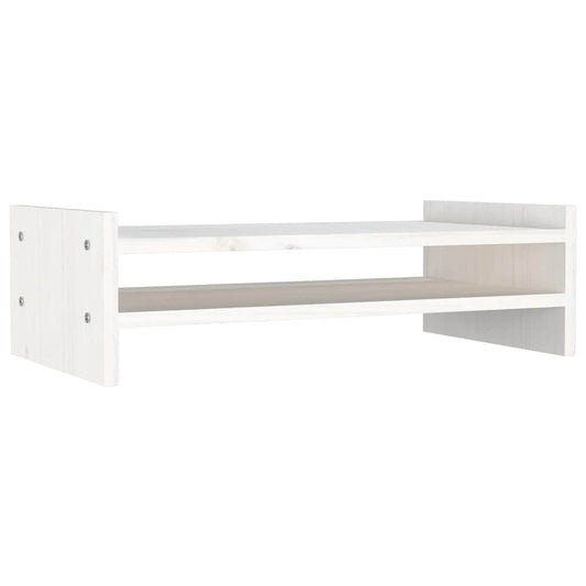vidaXL Βάση Οθόνης Λευκή 50 x 27 x 15 εκ. από Μασίφ Ξύλο Πεύκου