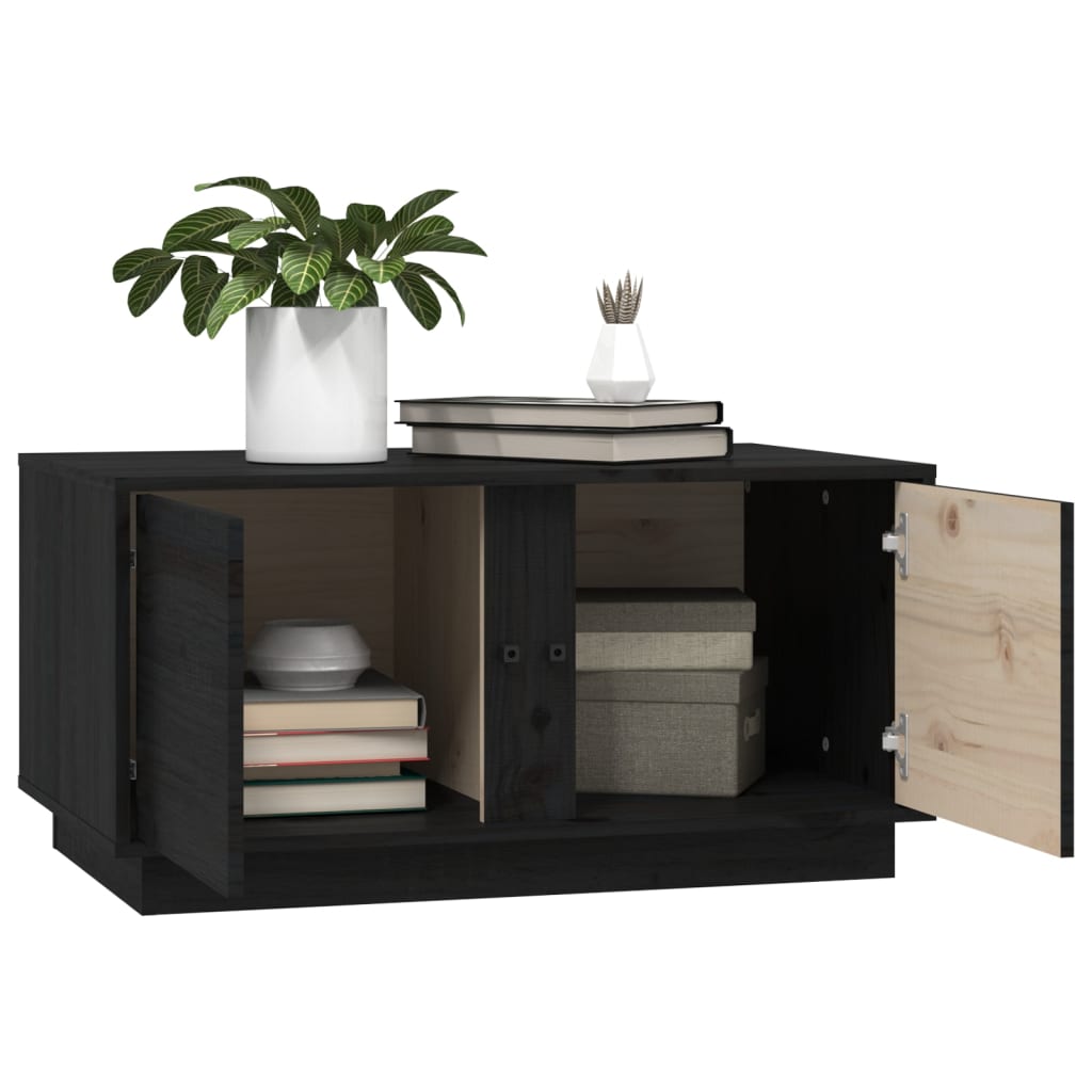 vidaXL Τραπεζάκι Σαλονιού Μαύρο 80x50x40εκ. από Μασίφ Ξύλο Πεύκου