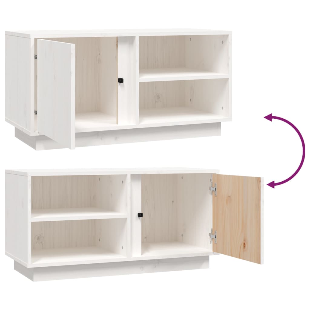 vidaXL Έπιπλο Τηλεόρασης Λευκό 80x35x40,5 εκ. από Μασίφ Ξύλο Πεύκου