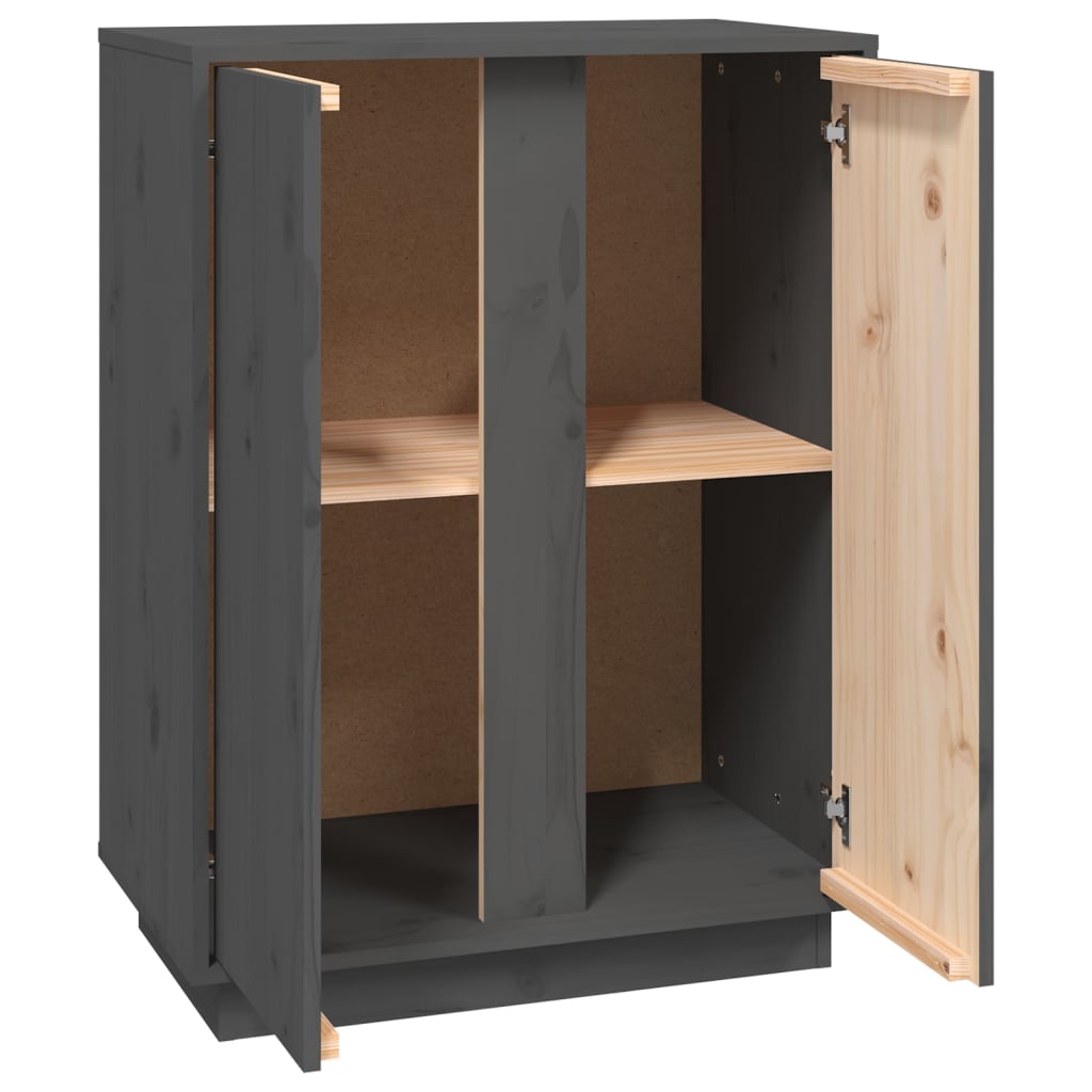 vidaXL Συρταριέρα Γκρι 60x35x80 εκ. από Μασίφ Ξύλο Πεύκου