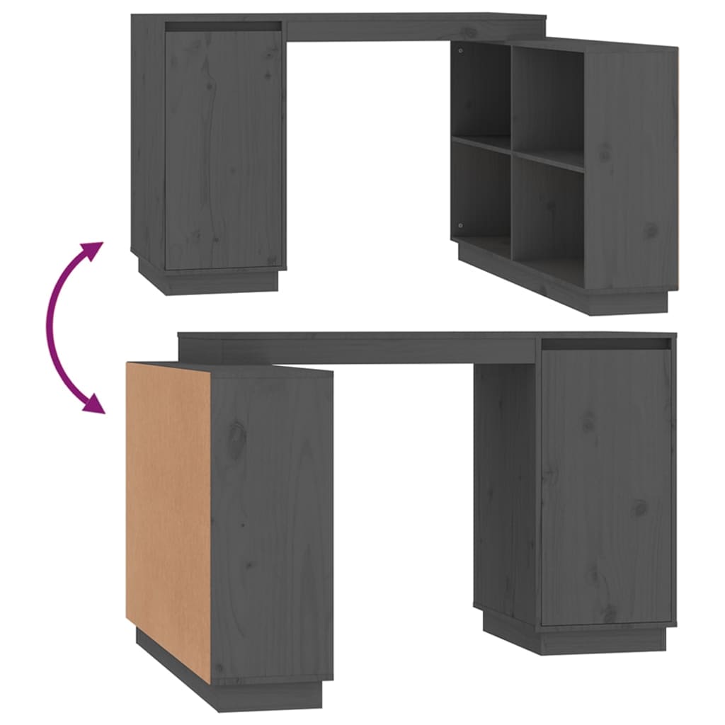 vidaXL Γραφείο Γκρι 110 x 50 x 75 εκ. από Μασίφ Ξύλο Πεύκου