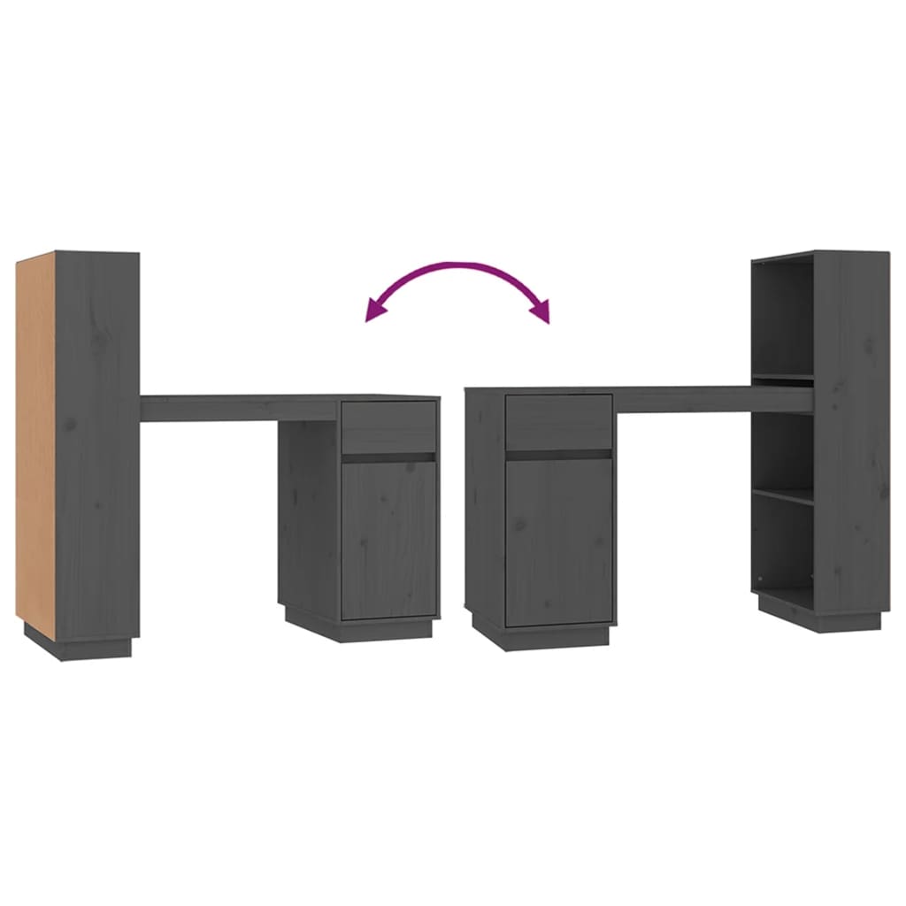 vidaXL Γραφείο Γκρι 110x53x117 εκ. από Μασίφ Ξύλο Πεύκου
