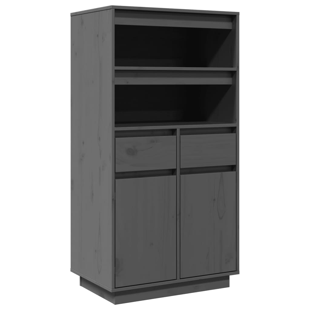 vidaXL Ντουλάπι Ψηλό Γκρι 60x40x116,5 εκ. από Μασίφ Ξύλο Πεύκου