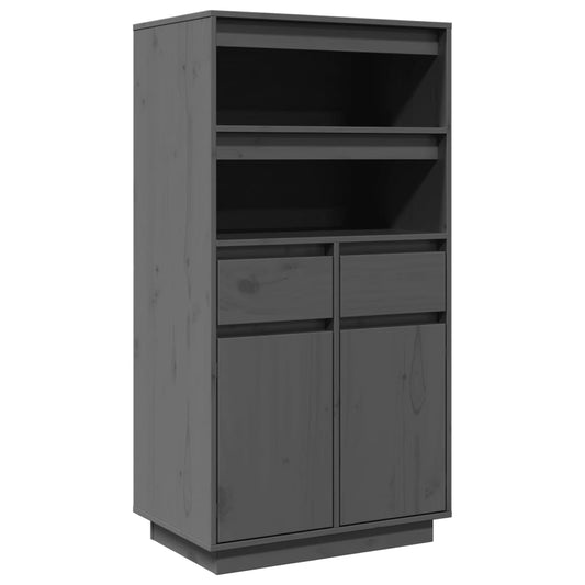 vidaXL Ντουλάπι Ψηλό Γκρι 60x40x116,5 εκ. από Μασίφ Ξύλο Πεύκου