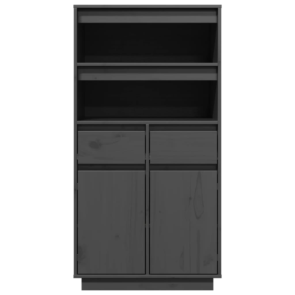 vidaXL Ντουλάπι Ψηλό Γκρι 60x40x116,5 εκ. από Μασίφ Ξύλο Πεύκου