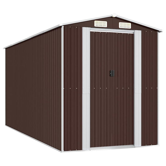 vidaXL Αποθήκη Κήπου Σκούρο καφέ 192x440x223 εκ. Γαλβανισμένο Ατσάλι