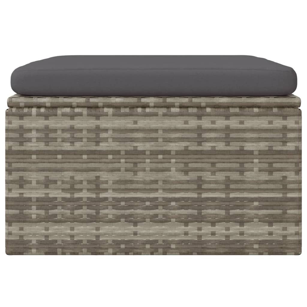 vidaXL Υποπόδιο Κήπου Γκρι 55x55x30 εκ. Συνθετικό Ρατάν με Μαξιλάρι
