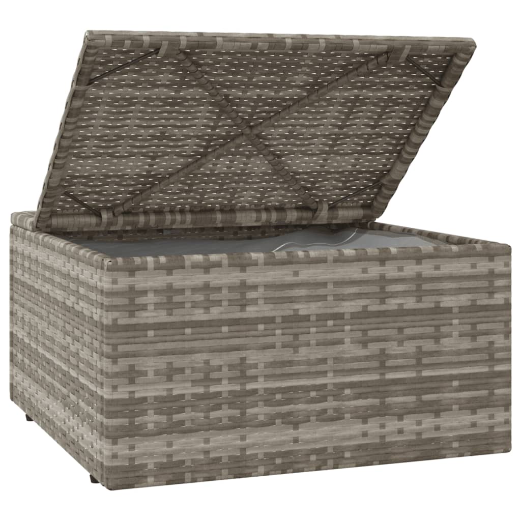 vidaXL Υποπόδιο Κήπου Γκρι 55x55x30 εκ. Συνθετικό Ρατάν με Μαξιλάρι