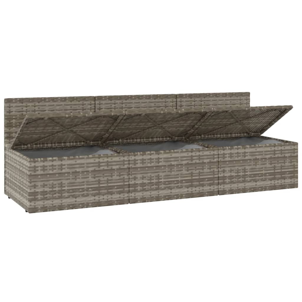 vidaXL Καναπές Κήπου Τριθέσιος Γκρι από Συνθετικό Ρατάν με Μαξιλάρια