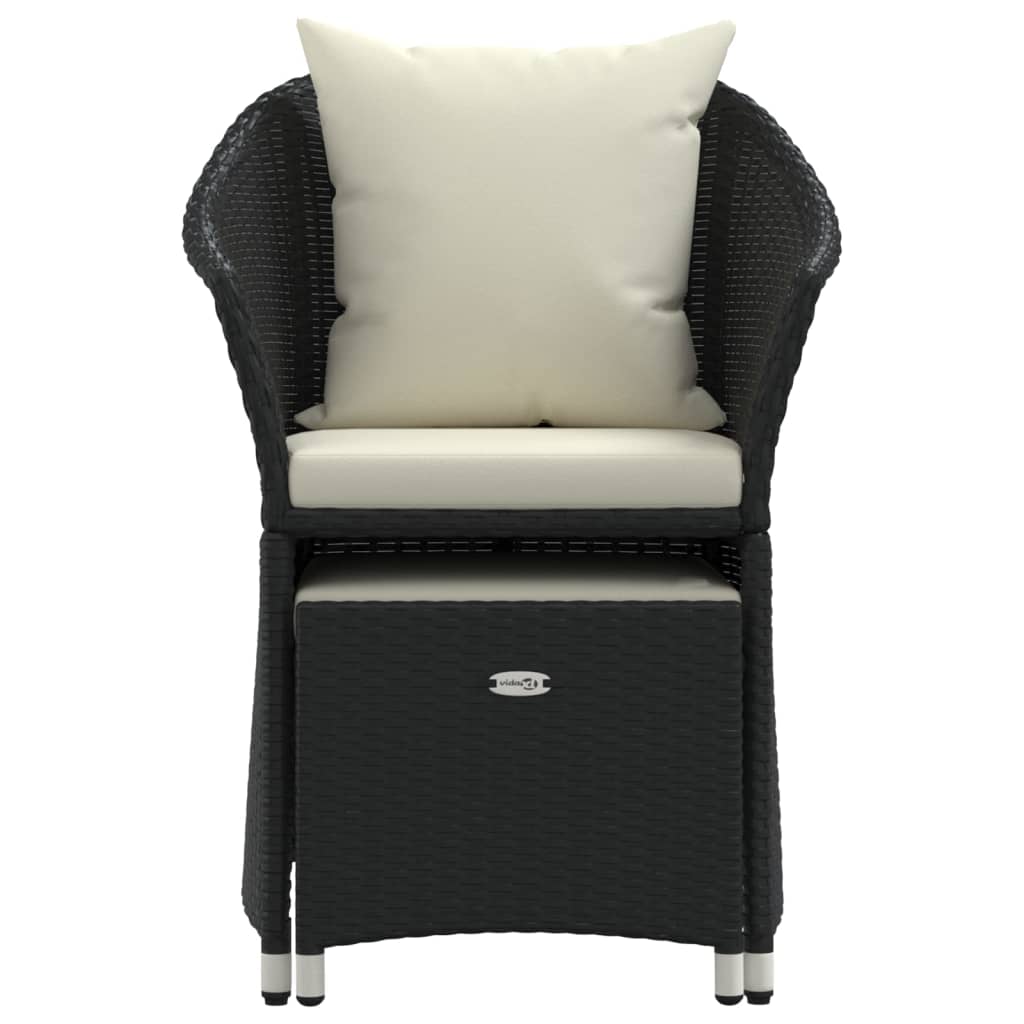 vidaXL Σαλόνι Κήπου Σετ 2 Τεμαχίων Μαύρο Συνθετικό Ρατάν με Μαξιλάρια