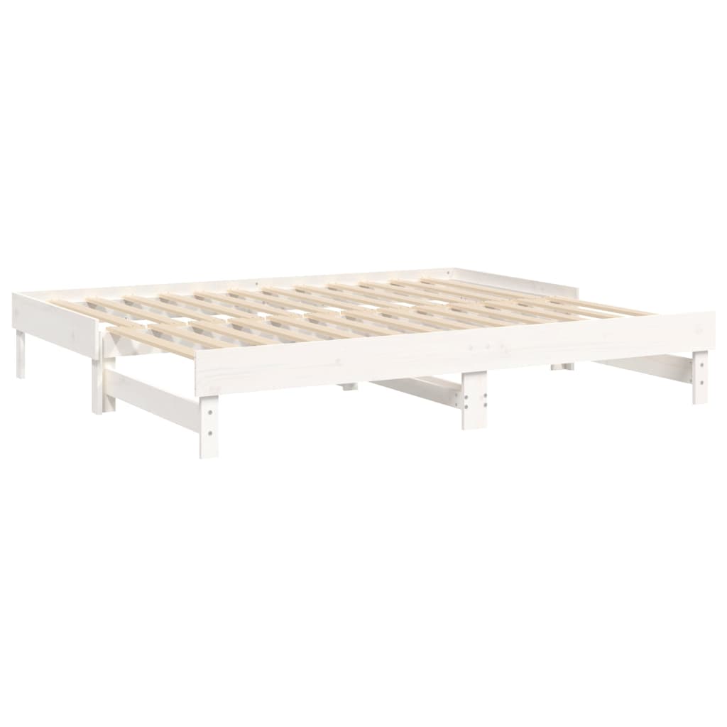 vidaXL Καναπές Κρεβάτι Συρόμενος Λευκός 2x(100x200) εκ. Μασίφ Πεύκο
