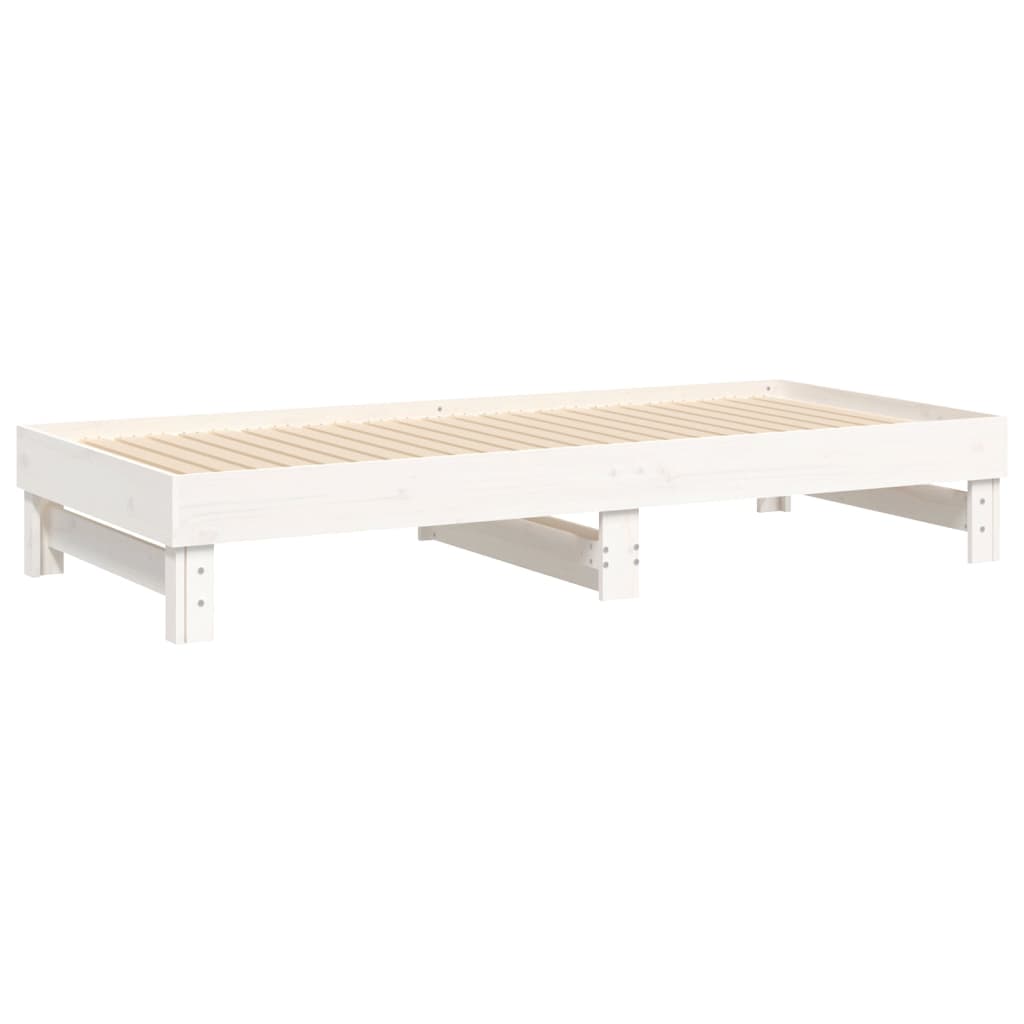 vidaXL Καναπές Κρεβάτι Συρόμενος Λευκός 2x(100x200) εκ. Μασίφ Πεύκο
