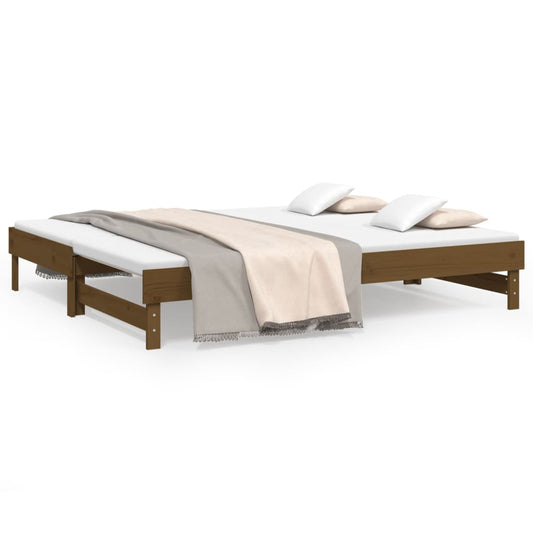 vidaXL Καναπές Κρεβάτι Συρόμενος Μελί 2x(100x200) εκ. από Μασίφ Πεύκο