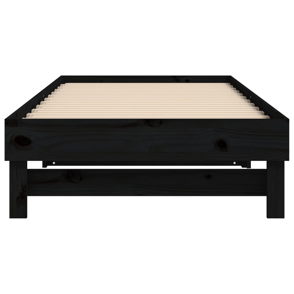 vidaXL Καναπές Κρεβάτι Συρόμενος Μαύρος 2x(90x200) εκ. από Μασίφ Πεύκο
