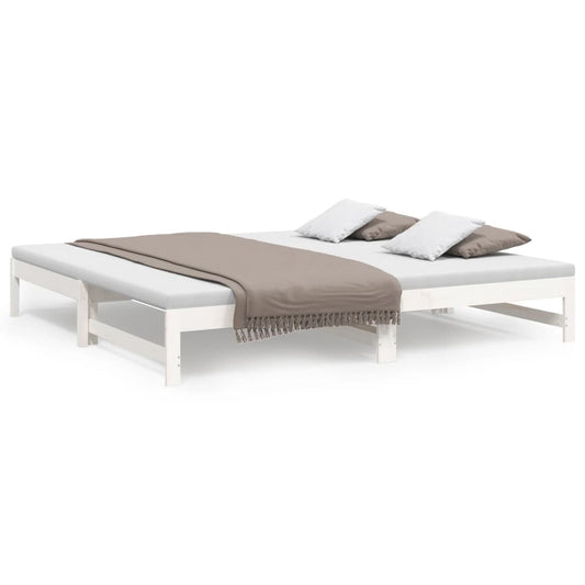vidaXL Καναπές Κρεβάτι Συρόμενος Λευκός 2x(100x200) εκ. Μασίφ Πεύκο
