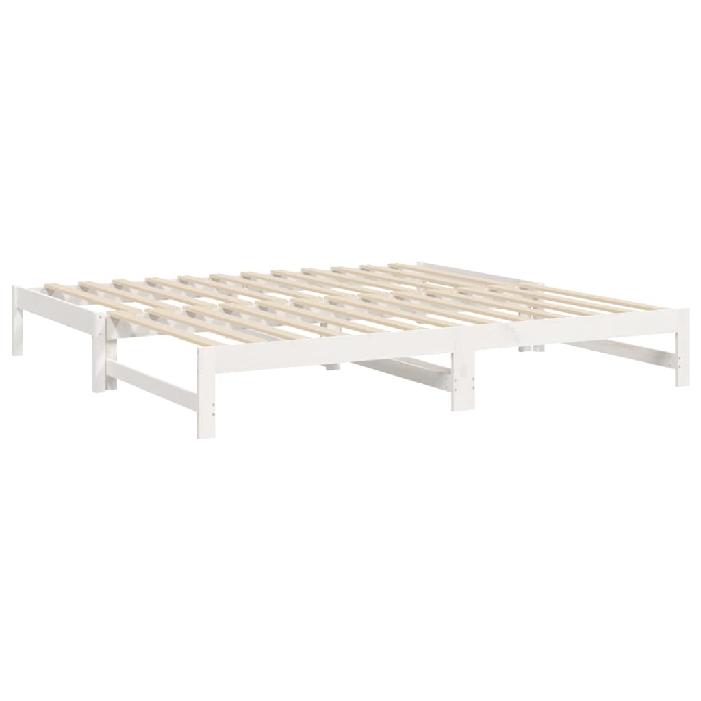 vidaXL Καναπές Κρεβάτι Συρόμενος Λευκός 2x(80x200) εκ. από Μασίφ Πεύκο
