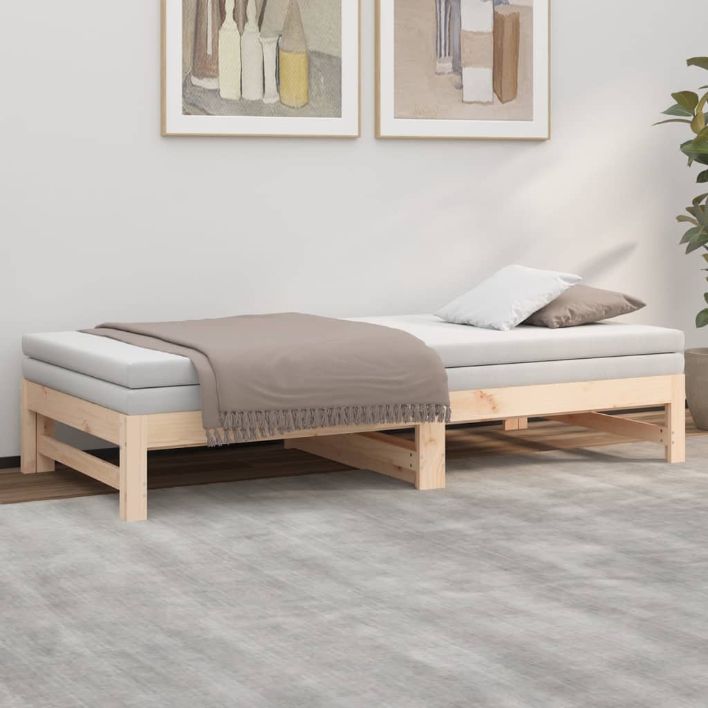 vidaXL Καναπές Κρεβάτι Συρόμενος 2x(75x190) εκ. Μασίφ Ξύλο Πεύκου